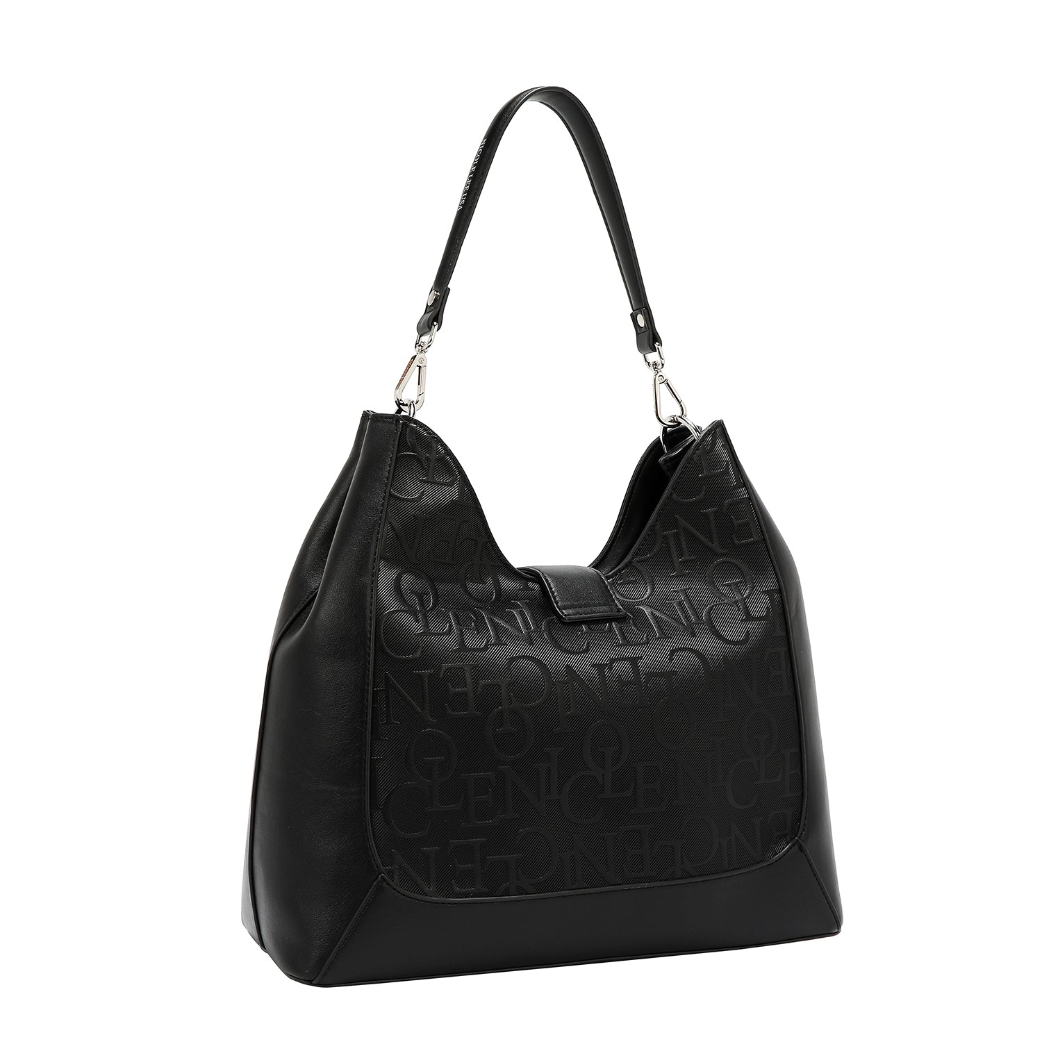 BOLSO DE HOMBRO GRANDE ELEGANCIA EN RELIEVE (NEGRO)-3