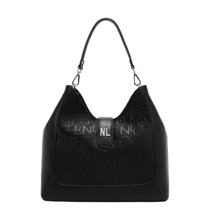 BOLSO DE HOMBRO GRANDE ELEGANCIA EN RELIEVE (NEGRO)-0