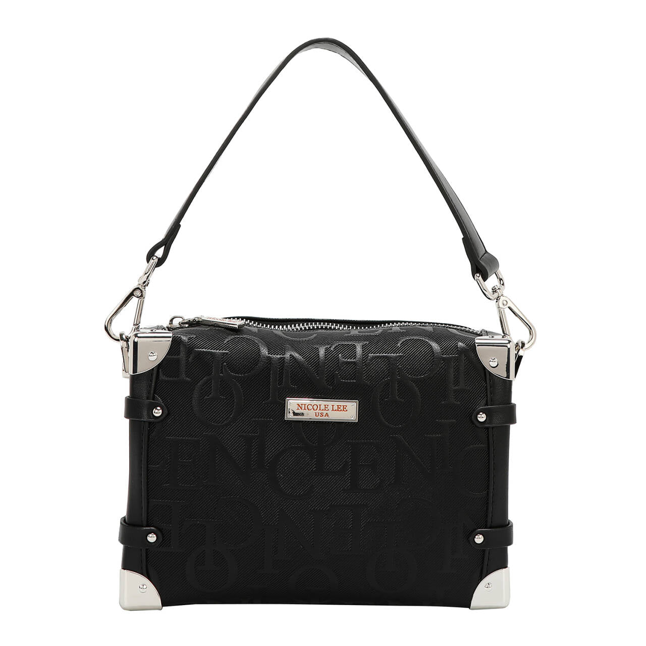 BOLSO DE HOMBRO CUADRADO ELEGANCIA EN RELIEVE (NEGRO)-1