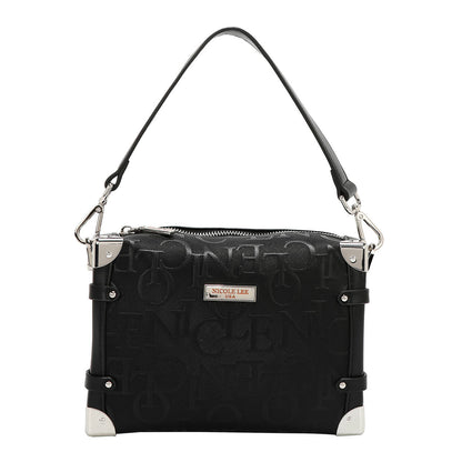 BOLSO DE HOMBRO CUADRADO ELEGANCIA EN RELIEVE (NEGRO)-1