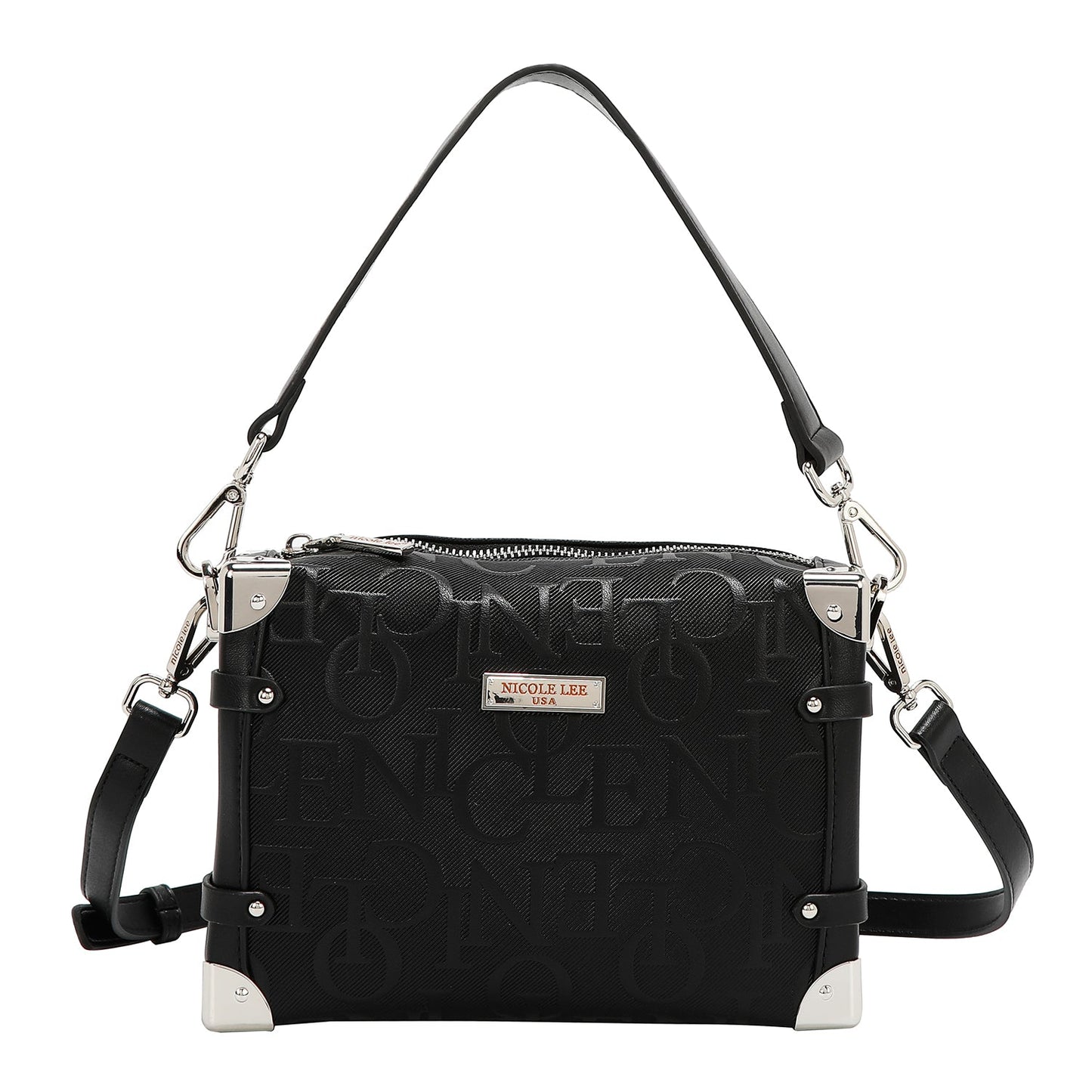 BOLSO DE HOMBRO CUADRADO ELEGANCIA EN RELIEVE (NEGRO)-0