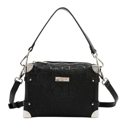 BOLSO DE HOMBRO CUADRADO ELEGANCIA EN RELIEVE (NEGRO)-0