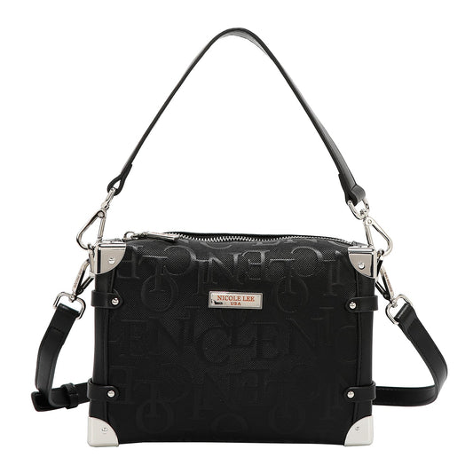 BOLSO DE HOMBRO CUADRADO ELEGANCIA EN RELIEVE (NEGRO)-0