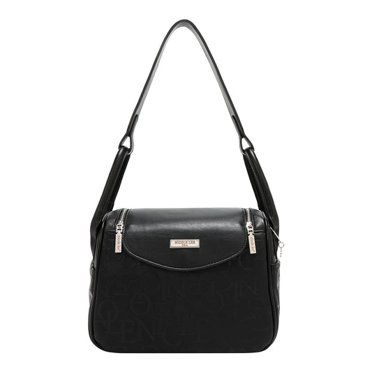 BOLSO DE HOMBRO ELEGANCIA EN RELIEVE (NEGRO)-0