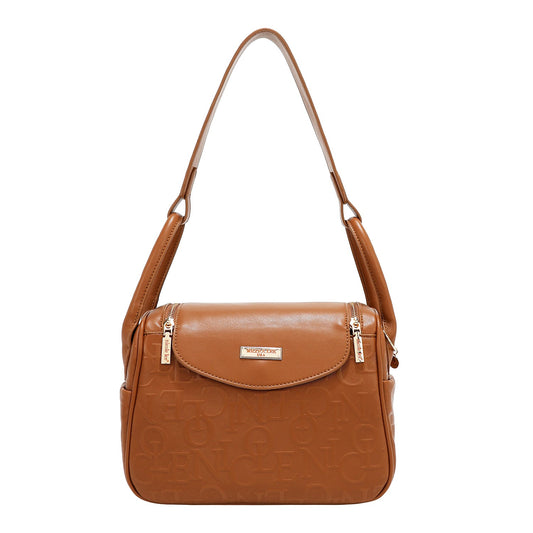 BOLSO DE HOMBRO ELEGANCIA EN RELIEVE (MARRON)-0
