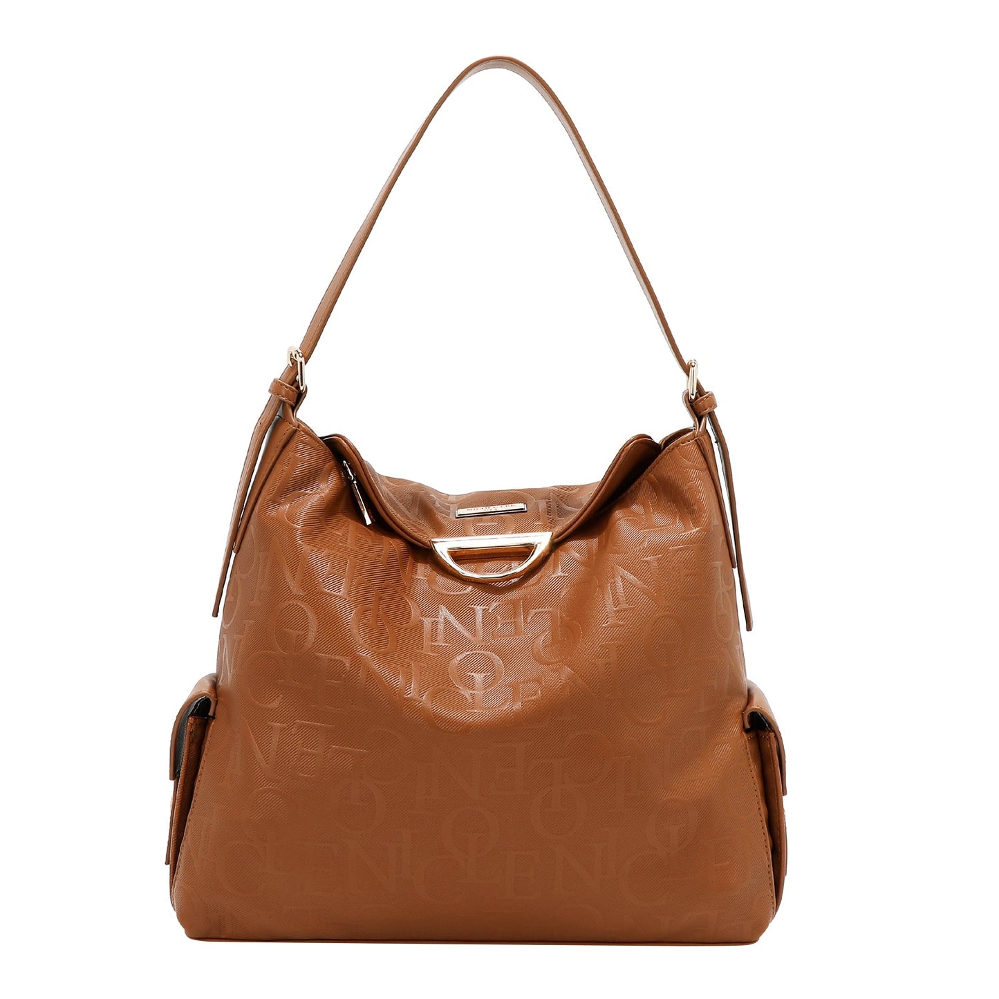 BOLSO DE HOMBRO GRANDE ELEGANCIA EN RELIEVE (MARRON)-0
