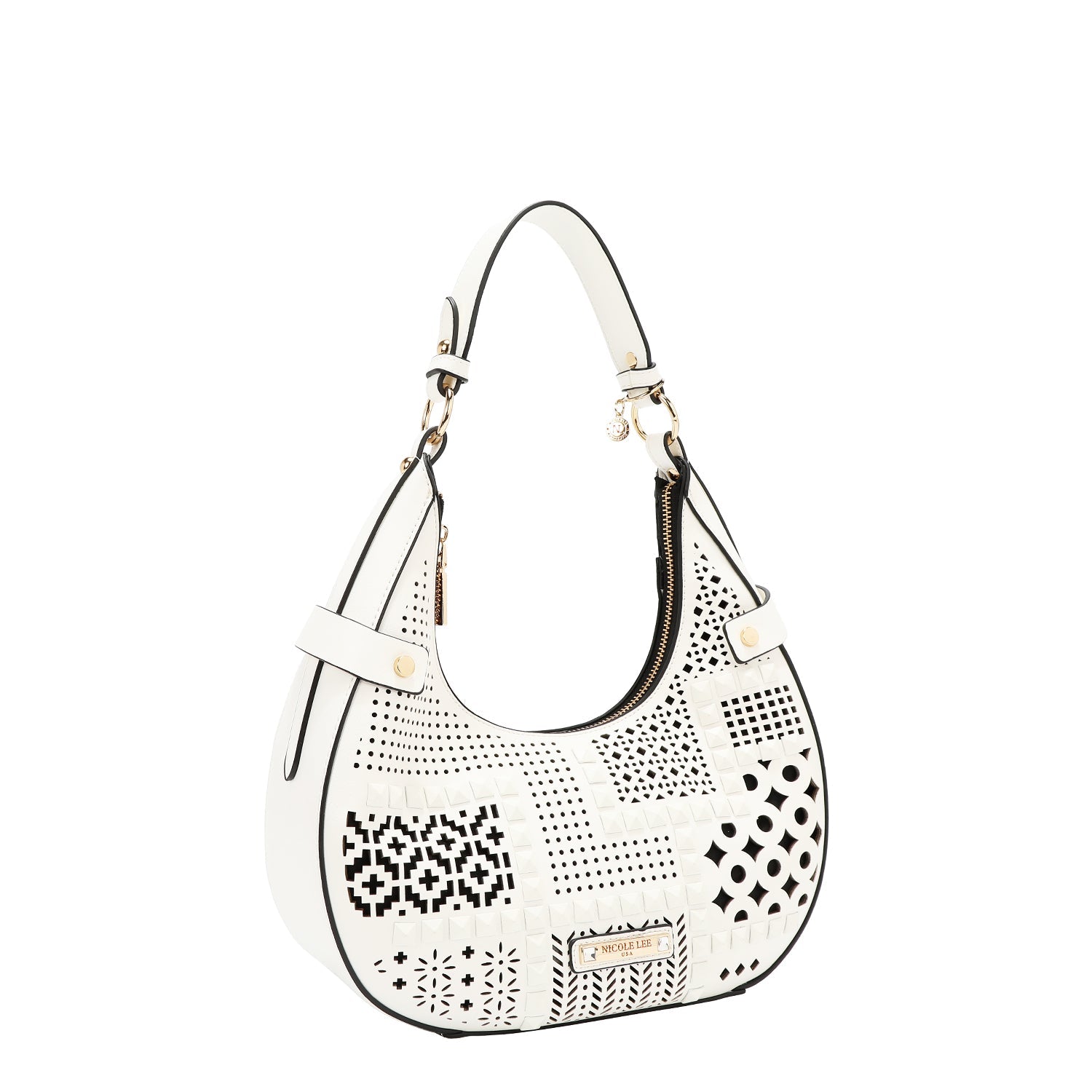 BOLSO DE HOMBRO CON RECORTE GEOMÉTRICO (BLANCO)-2