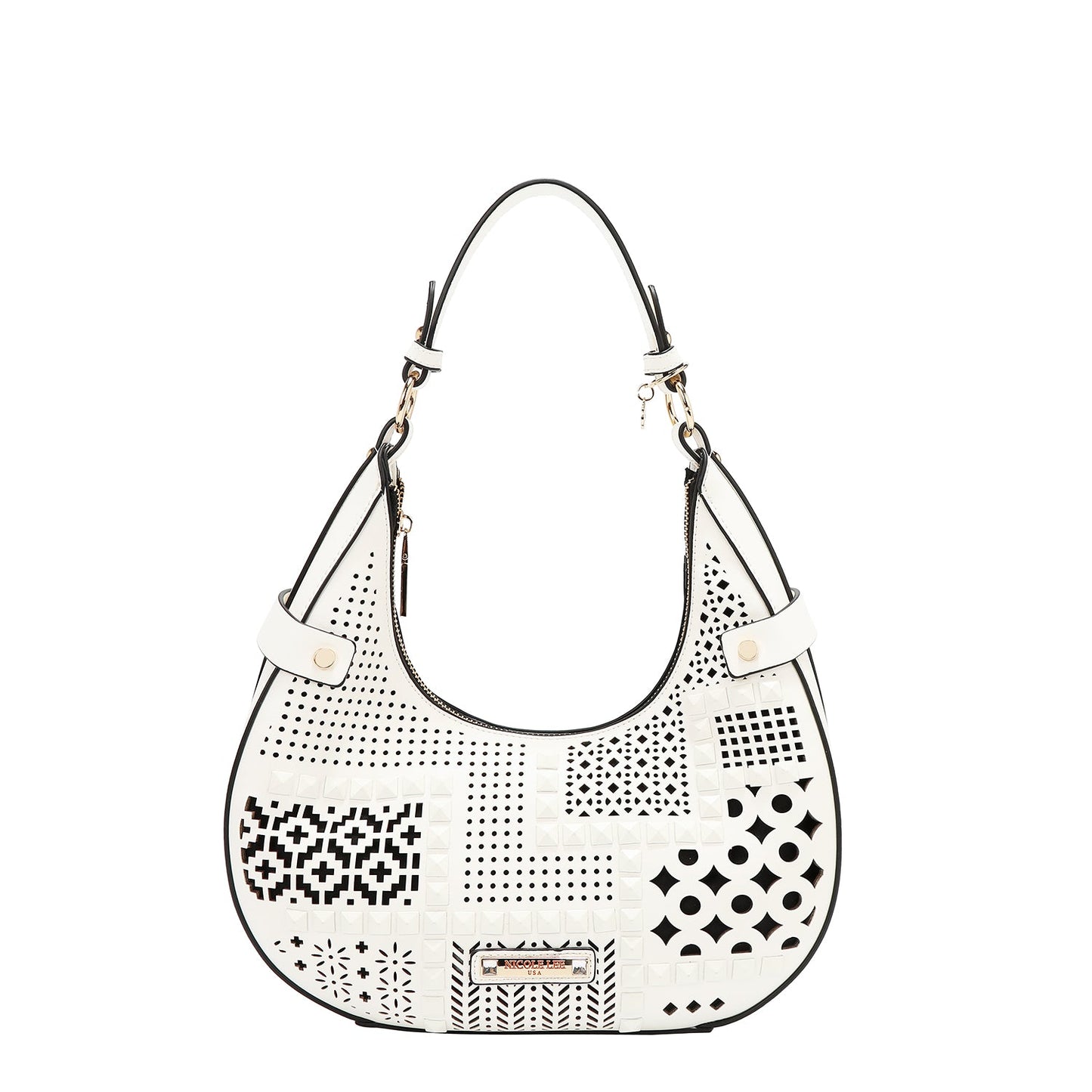 BOLSO DE HOMBRO CON RECORTE GEOMÉTRICO (BLANCO)-1