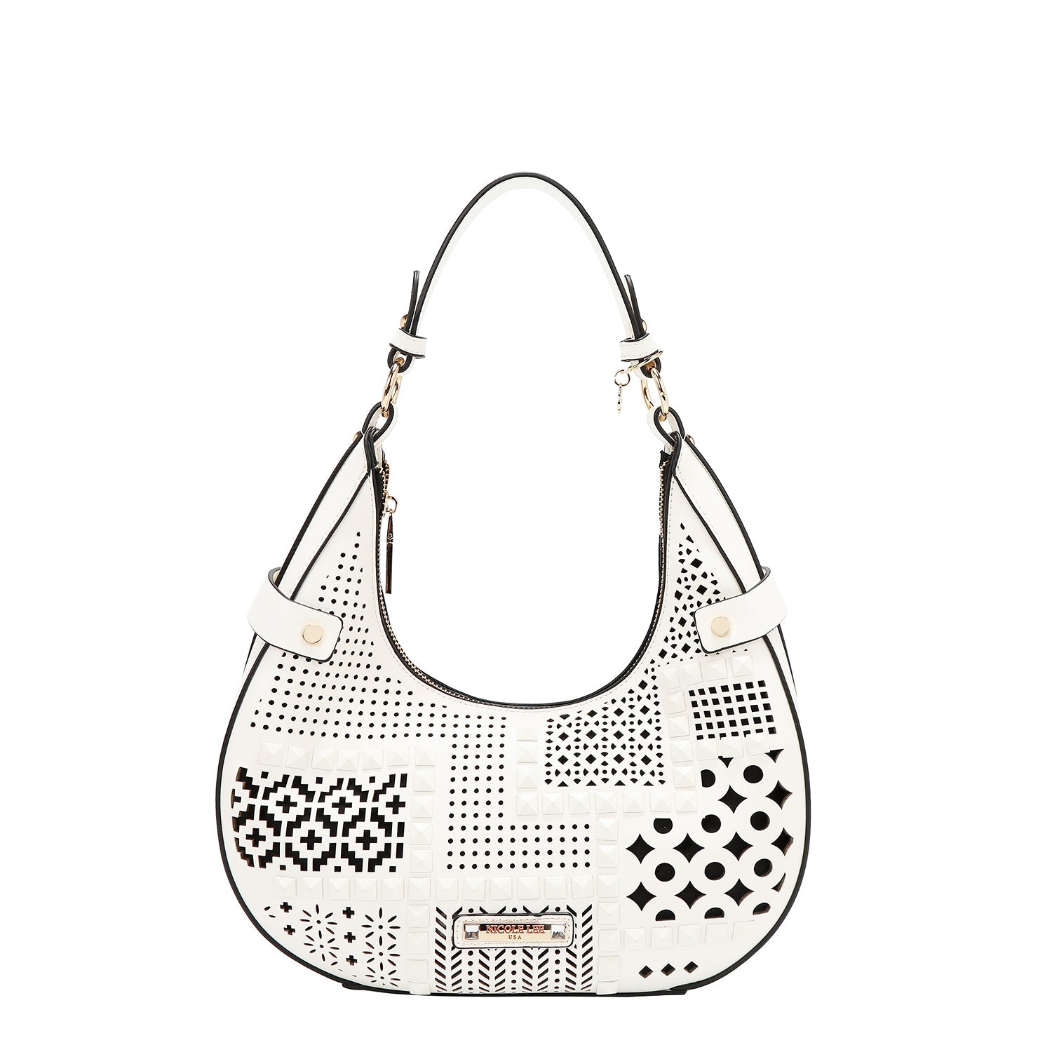 BOLSO DE HOMBRO CON RECORTE GEOMÉTRICO (BLANCO)-1