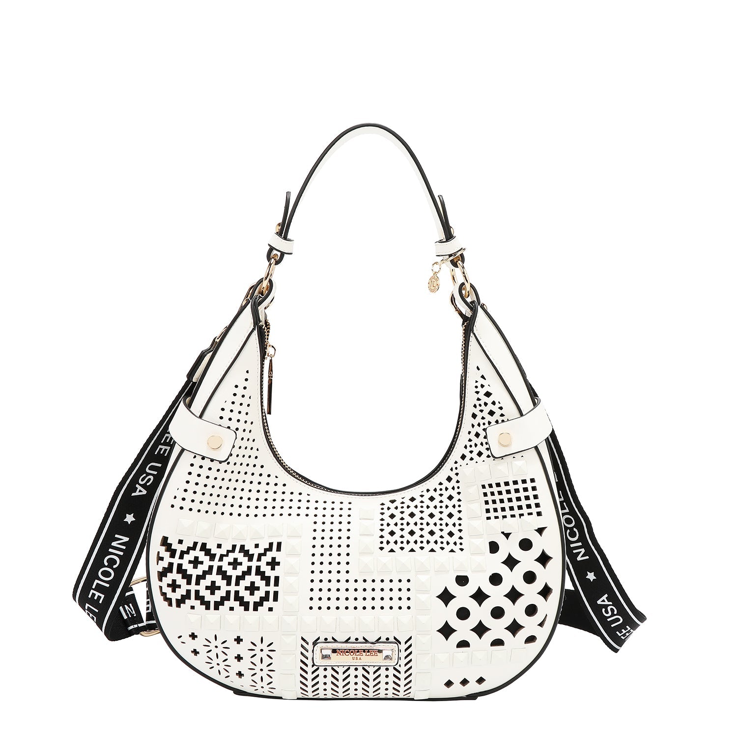 BOLSO DE HOMBRO CON RECORTE GEOMÉTRICO (BLANCO)-0