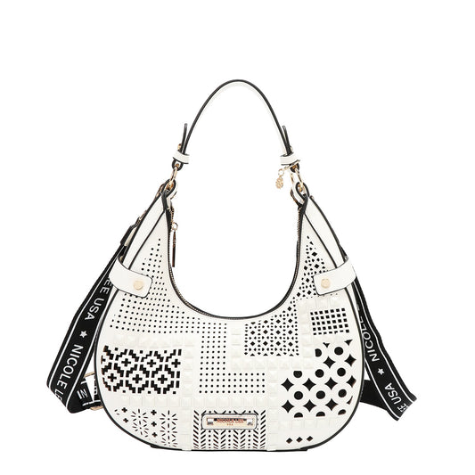 BOLSO DE HOMBRO CON RECORTE GEOMÉTRICO (BLANCO)-0