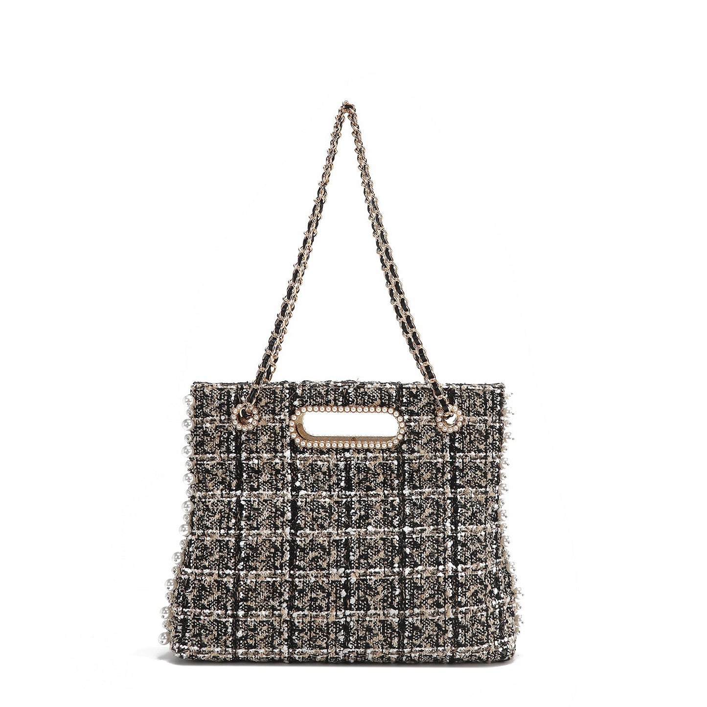 BOLSO CLUTCH ESTILO TWEED (BEIGE)-4