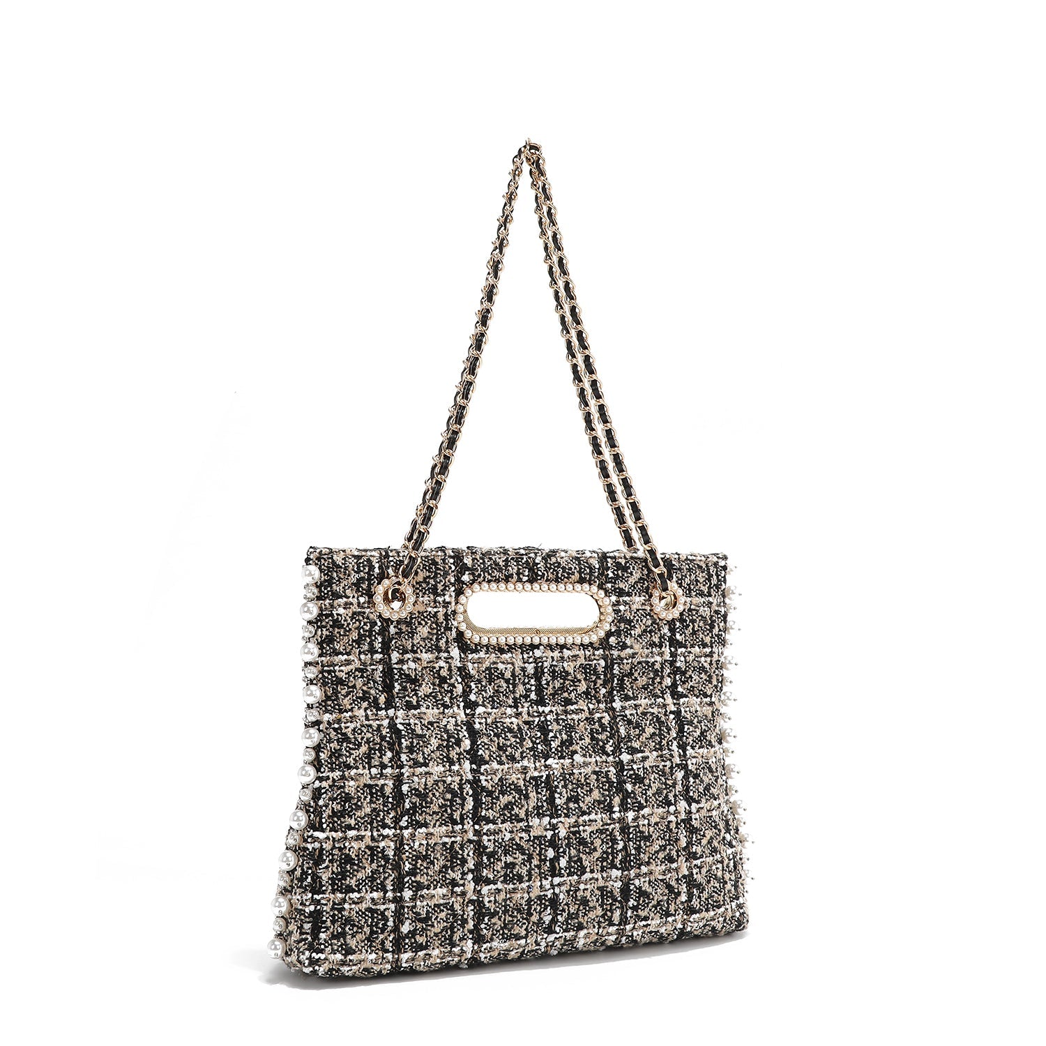 BOLSO CLUTCH ESTILO TWEED (BEIGE)-3