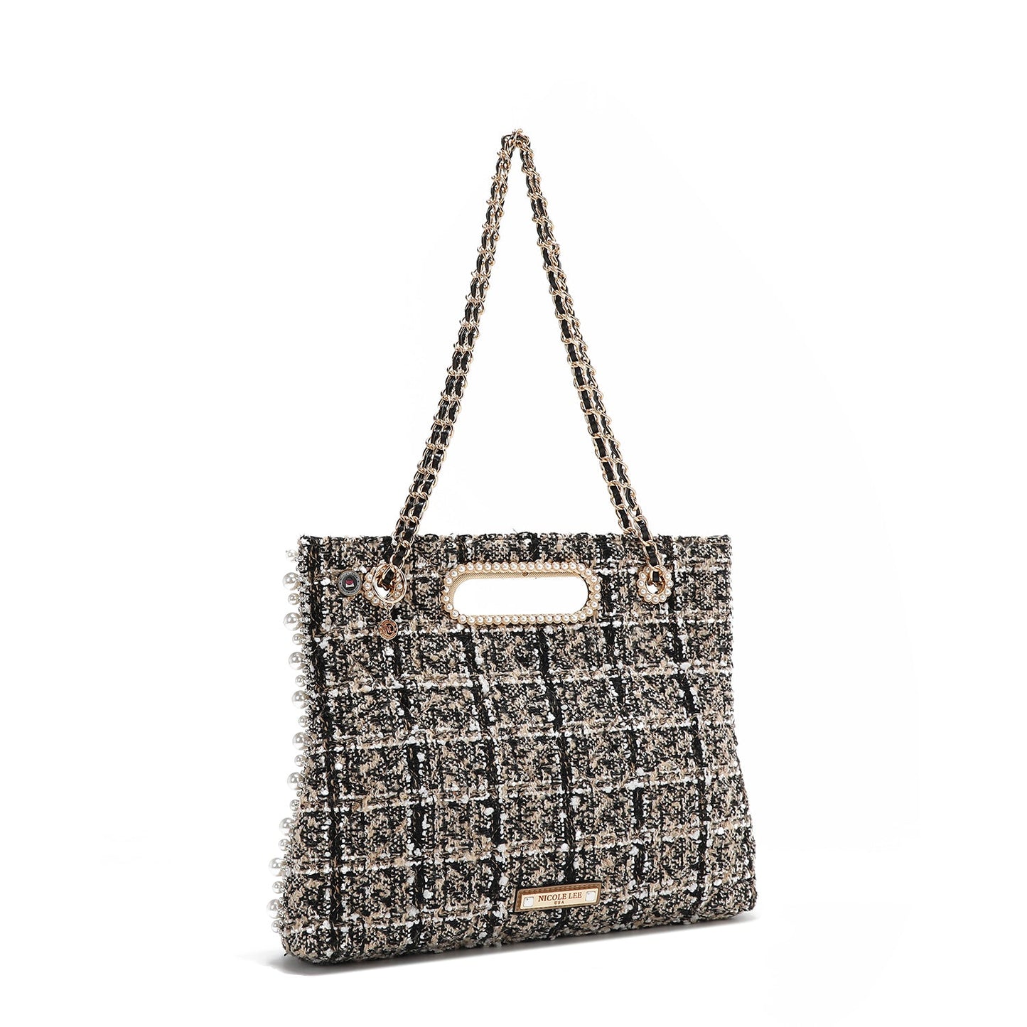 BOLSO CLUTCH ESTILO TWEED (BEIGE)-1
