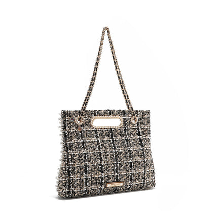 BOLSO CLUTCH ESTILO TWEED (BEIGE)-1