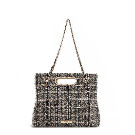 BOLSO CLUTCH ESTILO TWEED (BEIGE)-0