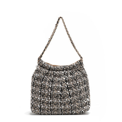 BOLSO DE HOMBRO ESTILO TWEED (BEIGE)-4
