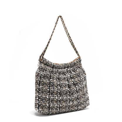 BOLSO DE HOMBRO ESTILO TWEED (BEIGE)-3