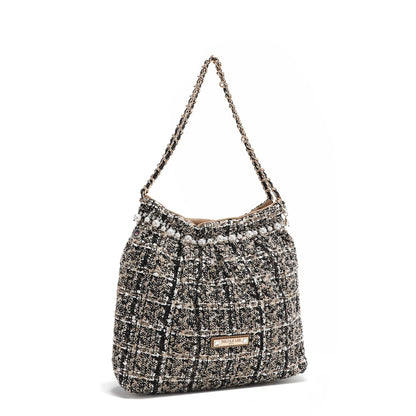 BOLSO DE HOMBRO ESTILO TWEED (BEIGE)-1
