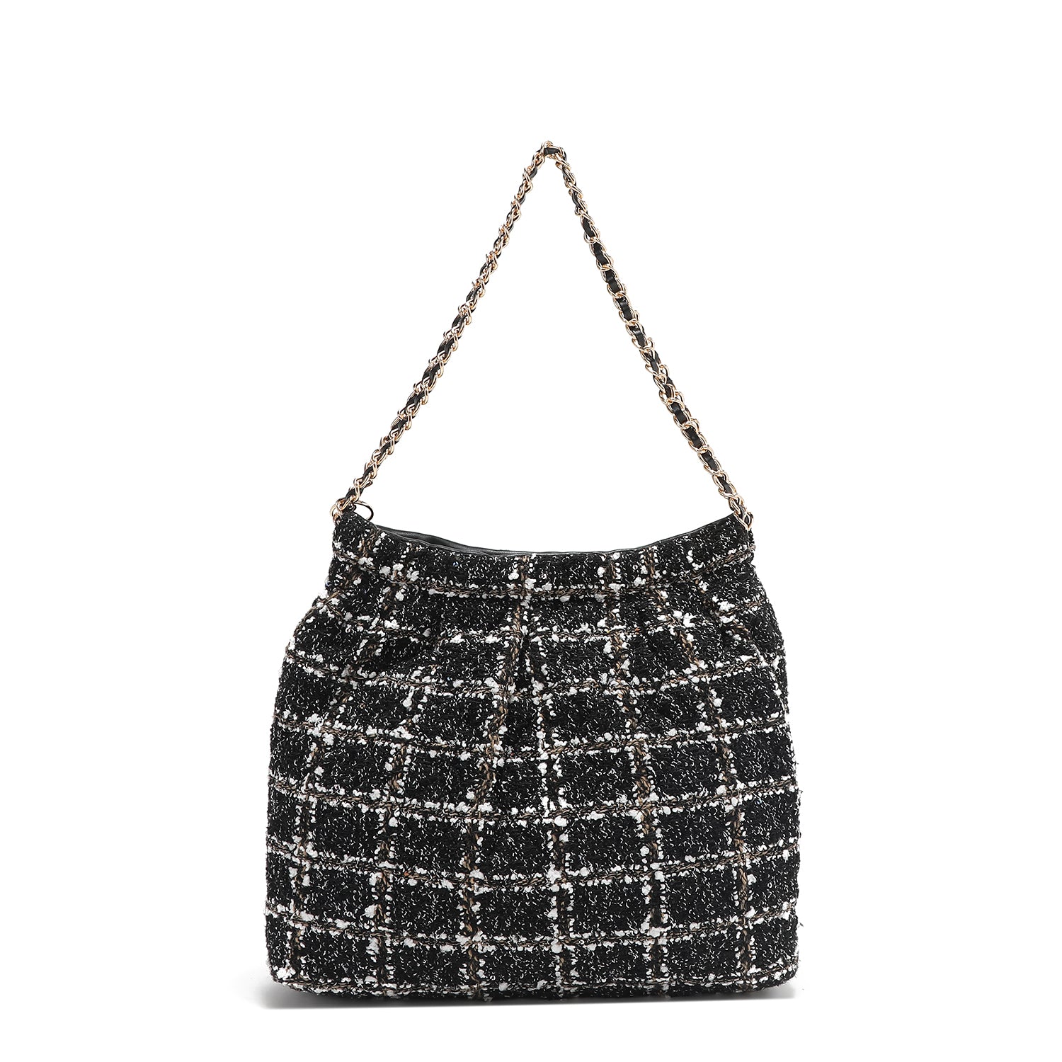 BOLSO DE HOMBRO ESTILO TWEED (NEGRO)-4