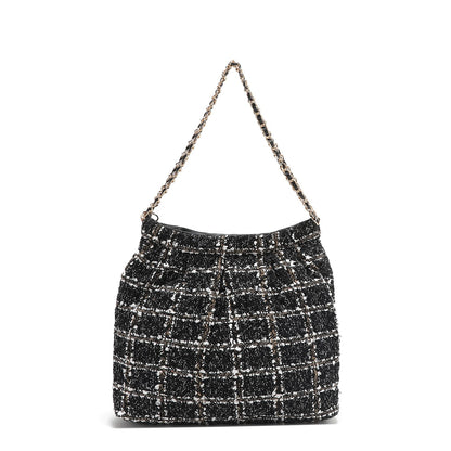 BOLSO DE HOMBRO ESTILO TWEED (NEGRO)-4