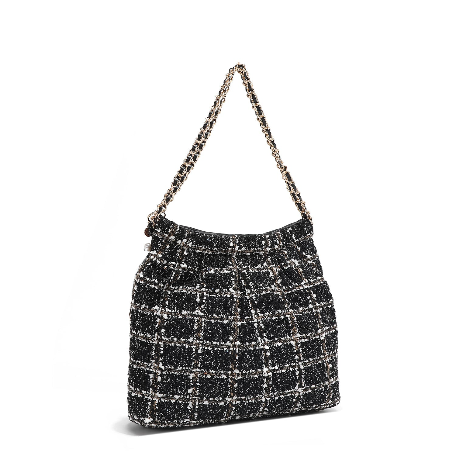 BOLSO DE HOMBRO ESTILO TWEED (NEGRO)-3
