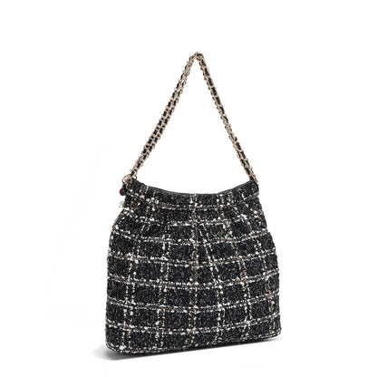 BOLSO DE HOMBRO ESTILO TWEED (NEGRO)-3