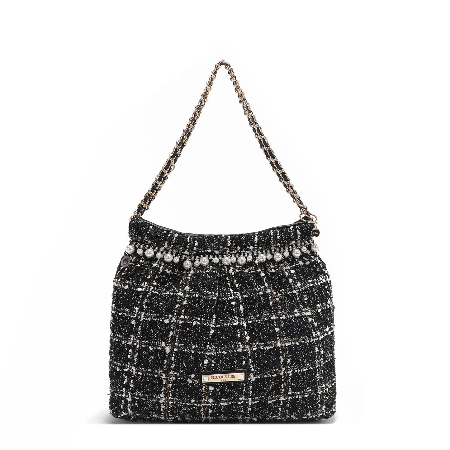BOLSO DE HOMBRO ESTILO TWEED (NEGRO)-0