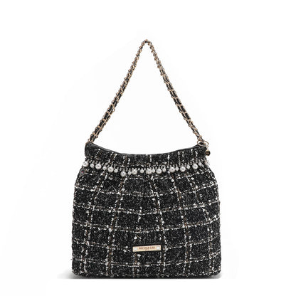 BOLSO DE HOMBRO ESTILO TWEED (NEGRO)-0